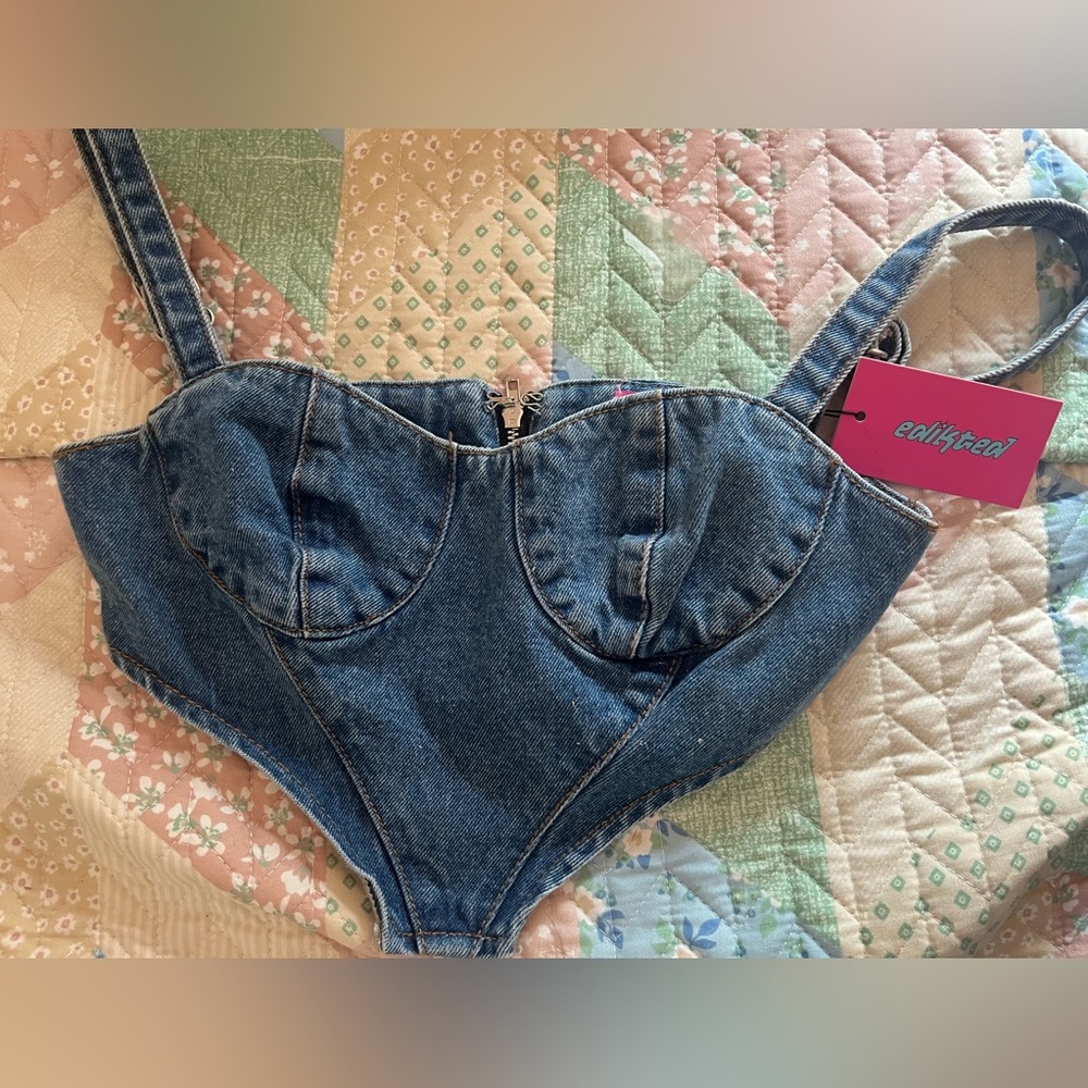 Edikted denim top NWT